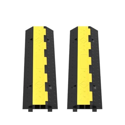 Cable Protection Ramp | Wire and Cable Cover Wire Protector | 2 Channel Rubber + PVC | 11,000 Lbs Speed Bump for Parking Lots and Driveways(1pcs)