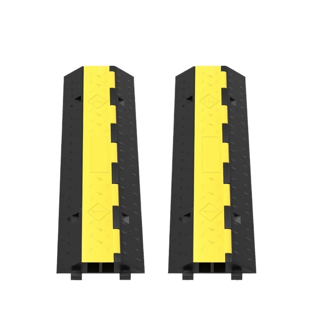 Cable Protection Ramp | Wire and Cable Cover Wire Protector | 2 Channel Rubber + PVC | 11,000 Lbs Speed Bump for Parking Lots and Driveways(1pcs)