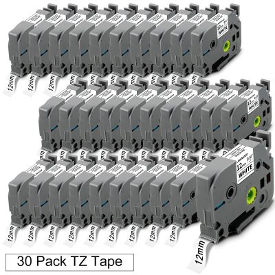 30x Replace for Brother Label Maker Tape 12mm 0.47 Laminated White TZ Tape Work with Brother P Touch PTH210 PTD220 PTH110 PT-1280 PT-1880 Label Maker Refills, Black on White, 1/2 Inch x 26.2 Feet