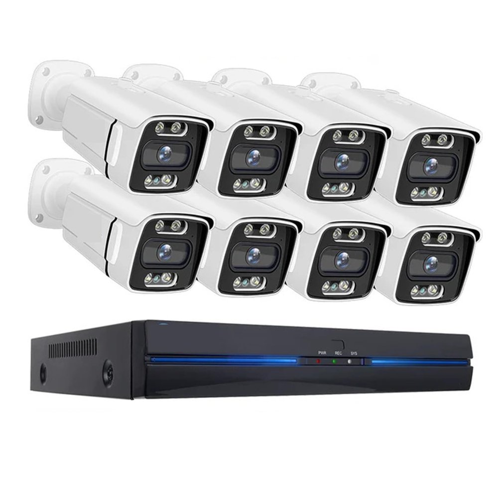 8CH 5MP 8MP POE Surveillance System Two Way Audio 8MP Colorful Night Vision NVR Kit CCTV H.265 P2P Video Surveillance Set(None,8CH 5MP with 8 Cam)