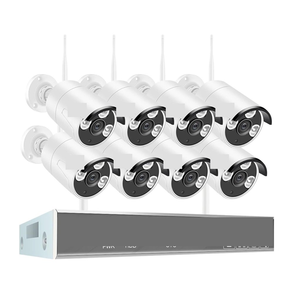 QDVOPHZA H.265 Wireless CCTV System 8CH 1080P Tuya NVR 2MP Outdoor Waterproof WiFi IP Security Camera Audio Video Surveillance Kit(None,8CH NVR with 8Cam)