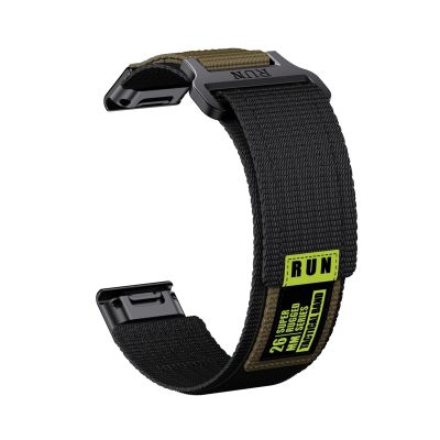 20mm 22mm 26mm Nylon Strap for Garmin Fenix 8 E 7 7X Pro 6 6X 5 5X Plus Quick Fit strap instinctive 2 bracelet(Black Green,20mm)