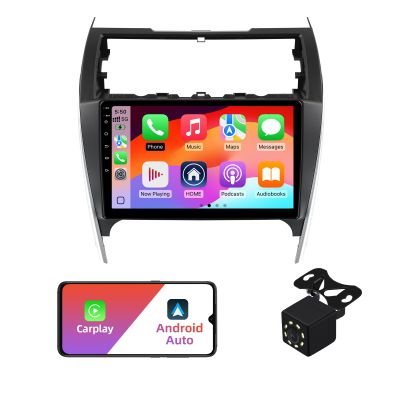 2+32G Android 12 Double Din Car Stereo for Toyota Camry 2012-2014 with 10.1 Inch Touchscreen Radio Built-in Wireless Carplay/Android Auto/GPS/Bluetooth/FM/AUX-in/Steering Wheel Controls/Backup Camera