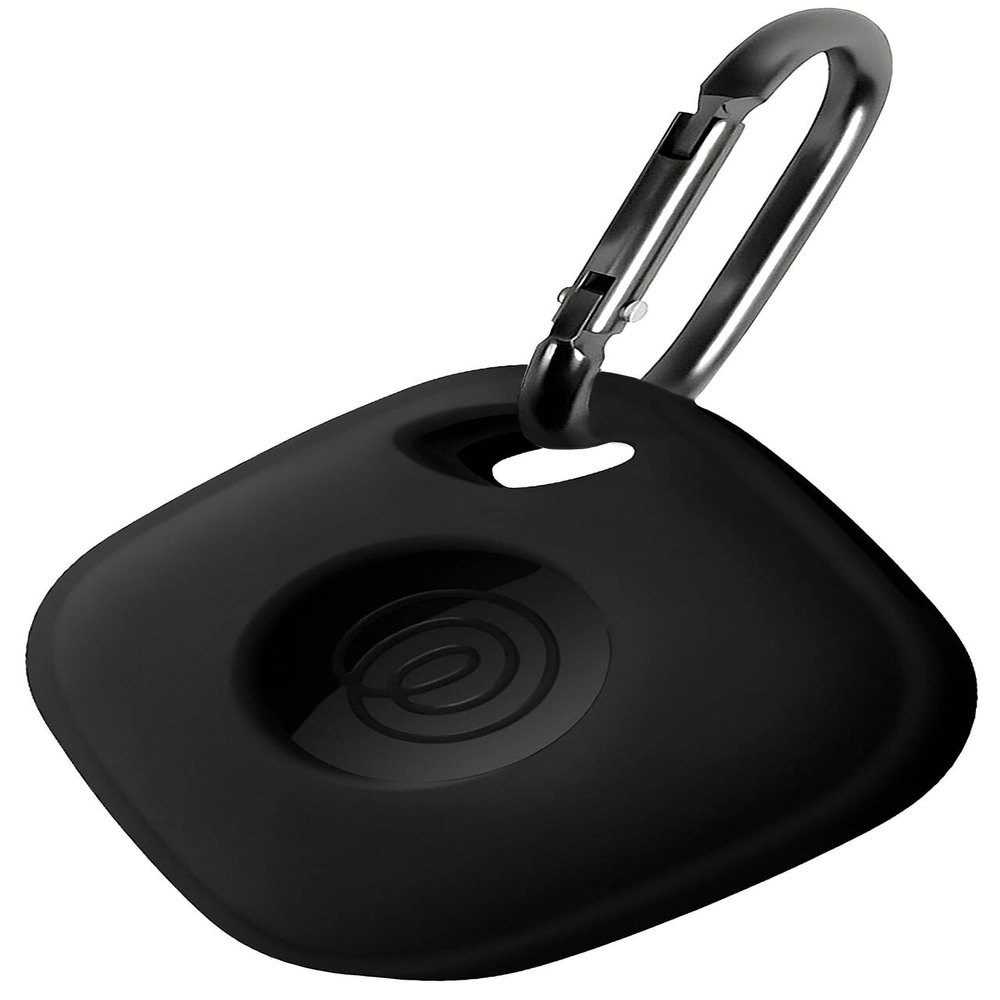 Geiomoo Silicone Case for Tile Mate (2024) Tracker, Soft Flexible Scratch Resistant Protective Cover with Carabiner (Black)