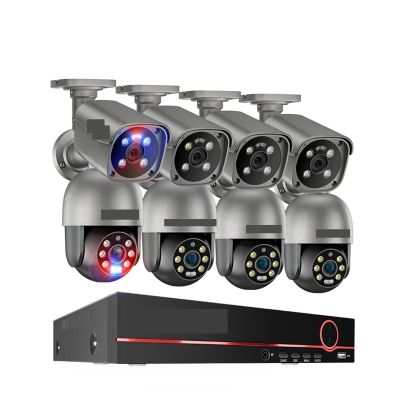 QDVOPHZA 8CH 4K UHD 8MP PTZ POE Camera System Outdoor AI Human Detect Two-Way Conversation CCTV Video Surveillance H.265 NVR Kit(None,9)