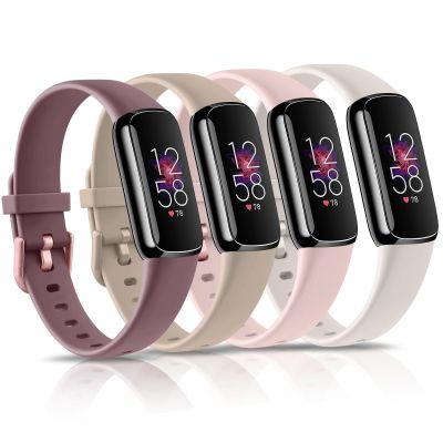 4 Pack Bands for Fitbit Luxe Bands, Soft Silicone Wristband Replacement Strap for Fitbit Luxe/Luxe Special Edition Fitness Tracker Women Men (Light Pink/Starlight/Smoke Violet/Milk Tea, Small)