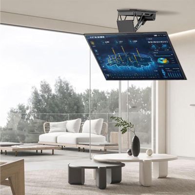 Adjustable Ceiling TV Mount Bracket, Adjustable Tilt TV Ceiling Mount, Motorized Tv Mount For 50-90 Inch TVs, TV Motorized Lift With Remote Control And Memory Setting, Hidden Fold Down TV Lift