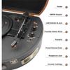 GenSDH Portable Suitcase Vinyl Record Player with Built-in Stereo Speakers,3-Speed Belt-Driven,Turntable Support Headphone Jack,USB Playback/RCA Outputaux-in view 3