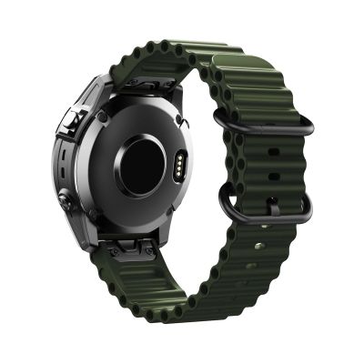 22 26mm Silicone Strap For Garmin Fenix 8/E/7/7X/5/5 Plus/6/6 Pro Bracelet For Forerunner 965 Replacement Watchband for Instinct/Enduro(Army green,22mm)