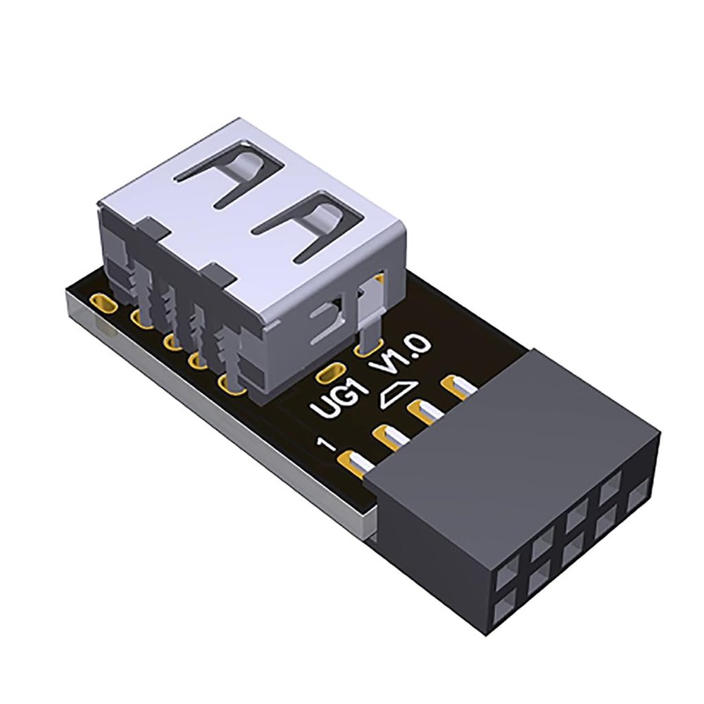 JMT 9PIN to USB 2.0 Adapter Built-in Wire-Less Mouse Keyboard Receiver for ITX Chassis Computer Motherboard with 9PIN Connector (UG1-L)
