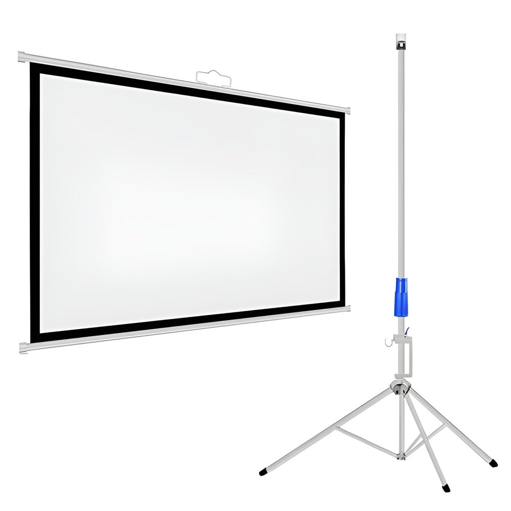 60inch Compact Projector Screen with Adjustable Tripod, 16:9 HD Wall Mount Roll Up Projector Screen for Home Theater, Outdoor Camping, Traveling