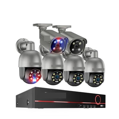 QDVOPHZA 8CH 4K UHD 8MP PTZ POE Camera System Outdoor AI Human Detect Two-Way Conversation CCTV Video Surveillance H.265 NVR Kit(None,A)