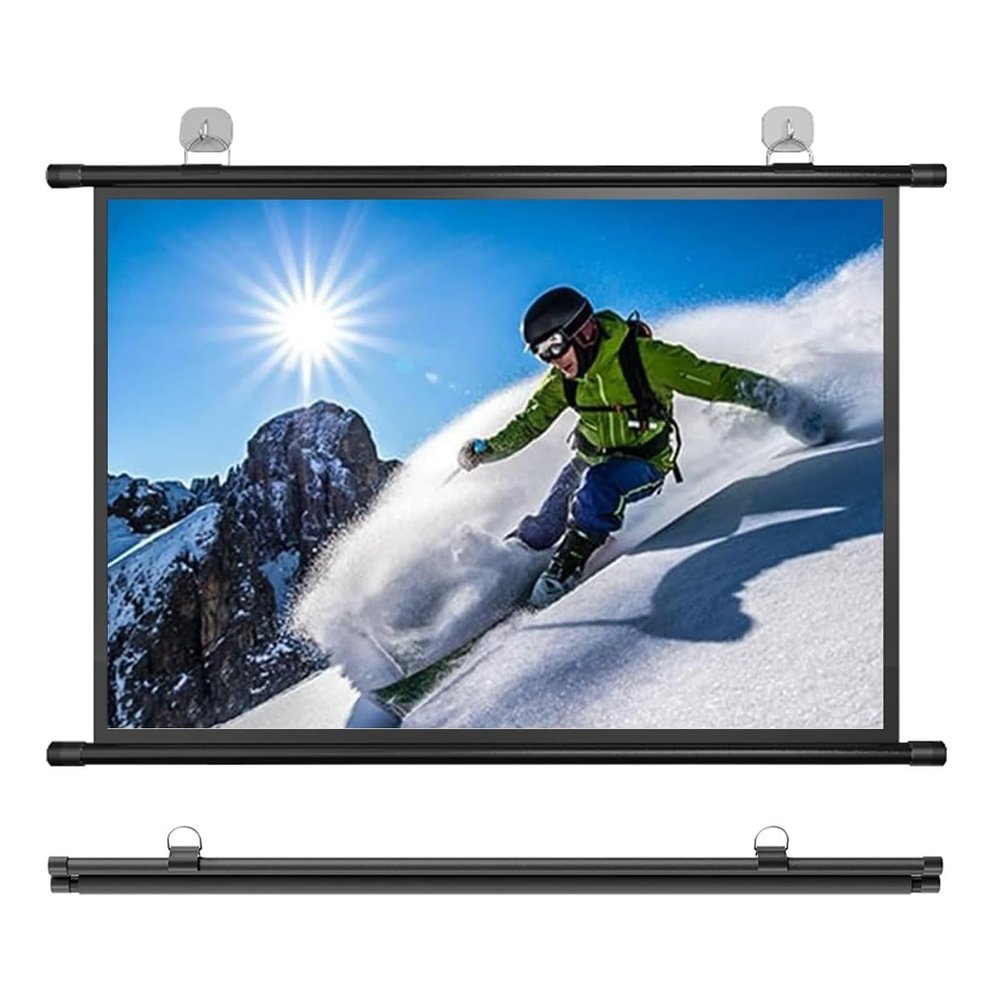 Wall-mounted Projector Screen Manual Pull Down Projection Screen Portable Fold-Out Roll-Up Mobile Movie Screen, Home Theater/Cinema /Presentation Platform Screen,30" , 40" , 50" , 60" , 72"(4:3,60")