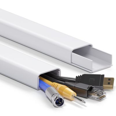34in (2xL17in) Large Wire Hiders for TV on Wall for 3-4 Cords, TV Cord Hider for Wall Mounted TV, PVC Cable Cover Kit with Pre-Applied Adhesive Tape, Ideal for Wall Mounted TVs, W1.2in H0.7in White