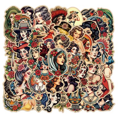 Vintage Stickers, Retro Girl Sailor Sticker Pack 50pcs Stickers for Adults Vintage,Retro Sexy Pinup Girl Deals for Laptop Water Bottle Hydro Flask Car Motorcycle Guitar Phone Luggage Decoration