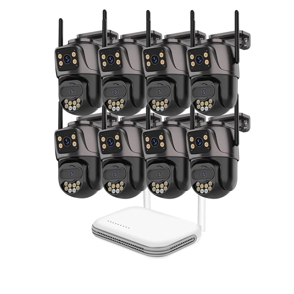 QDVOPHZA 8CH WiFi NVR PTZ Trackable Cam HD IP Dual Lens Cam Home CCTV Security System Waterproof Visible Surveillance Video Kits(None,8CH NVR 8PCS Camera_U/S)