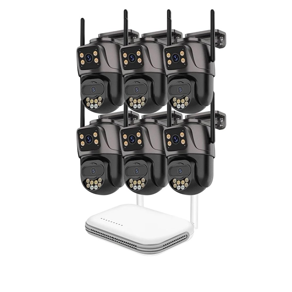 QDVOPHZA 8CH WiFi NVR PTZ Trackable Cam HD IP Dual Lens Cam Home CCTV Security System Waterproof Visible Surveillance Video Kits(None,8CH NVR 6PCS Camera_U/K)