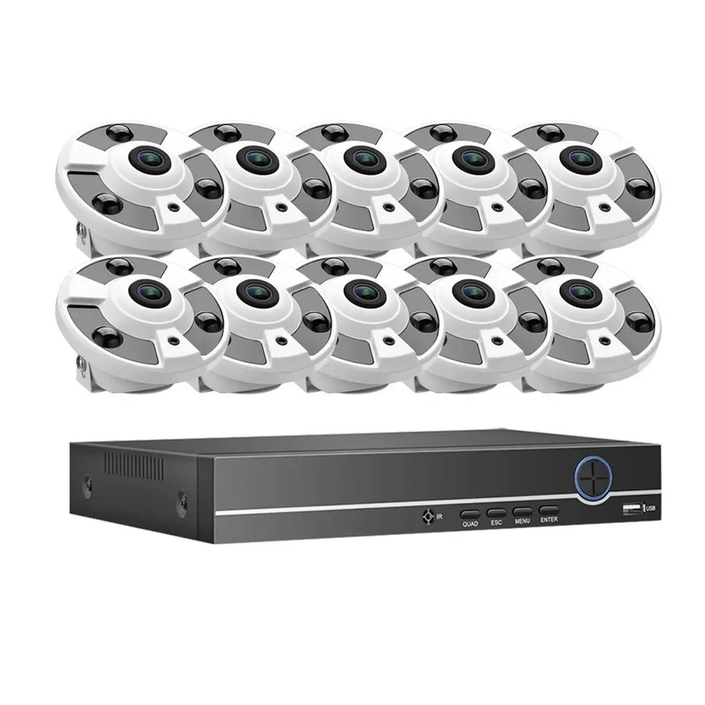 QDVOPHZA 10CH 8CH POE NVR 1.7mm Lens CCTV Set 180 Panoramic Monitoring HD 8MP 4K Camera Kit Home Surveillance Camera IPC System(None,10CH NVR 10CAMERA_E/U)
