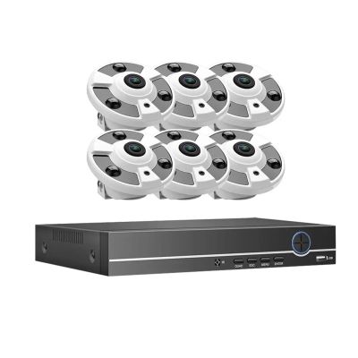 QDVOPHZA 10CH 8CH POE NVR 1.7mm Lens CCTV Set 180 Panoramic Monitoring HD 8MP 4K Camera Kit Home Surveillance Camera IPC System(None,10CH NVR 6CAMERA_A/U)