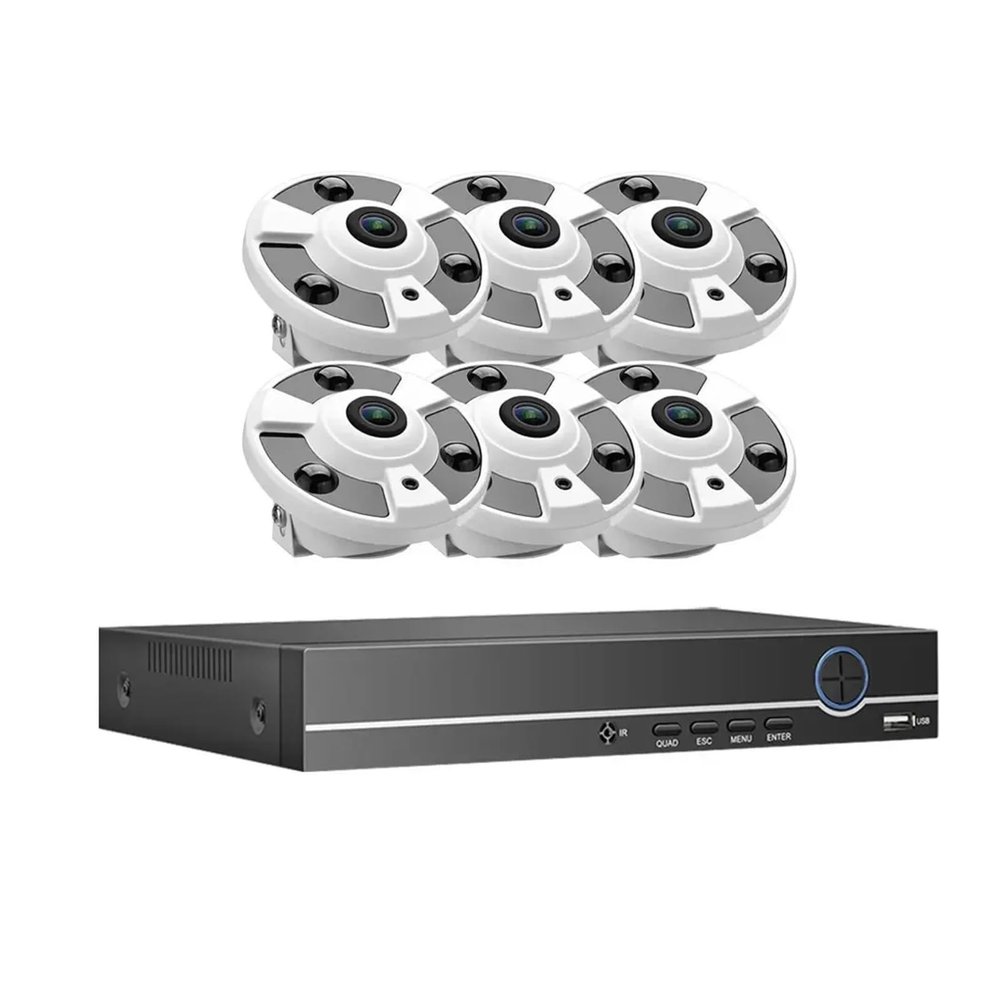QDVOPHZA 10CH 8CH POE NVR 1.7mm Lens CCTV Set 180 Panoramic Monitoring HD 8MP 4K Camera Kit Home Surveillance Camera IPC System(None,10CH NVR 6CAMERA_A/U)