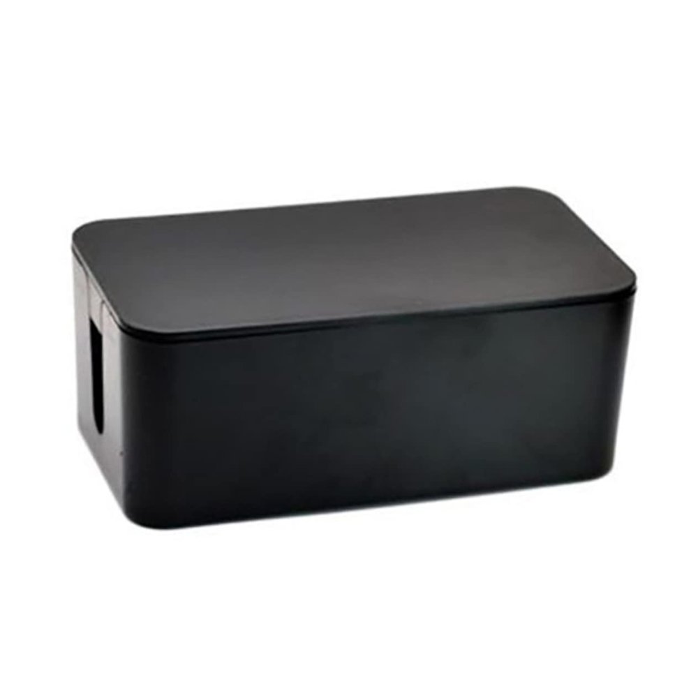 CONGARTENO Power Cord Storage Box Plastic Organizer for Cables Black Efficient for Home Office Keep Wires Hidden Tidy