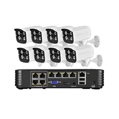 QDVOPHZA 8MP 4K HD Audio Webcam P2P POE Metal IP Camera 4/8CH NVR Lntelligent Motion Human Detection Network Video Monitor Kit(None,8CH NVR 8PCS Camera)
