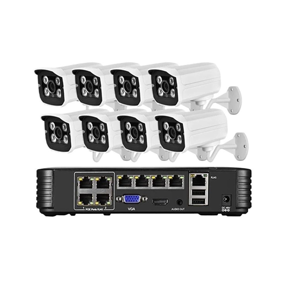 QDVOPHZA 8MP 4K HD Audio Webcam P2P POE Metal IP Camera 4/8CH NVR Lntelligent Motion Human Detection Network Video Monitor Kit(None,8CH NVR 8PCS Camera)