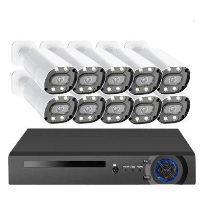 QDVOPHZA 10CH NVR Recorder 4K 8MP HD CCTV Video Surveillance POE Camera System Color Night Vision Human Detect Smart Security Monitor Kit(None,10CH NVR 10PCS CAM_E/U)