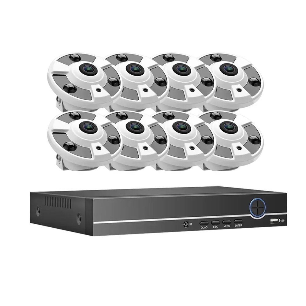 QDVOPHZA 10CH 8CH POE NVR 1.7mm Lens CCTV Set 180 Panoramic Monitoring HD 8MP 4K Camera Kit Home Surveillance Camera IPC System(None,10CH NVR 8CAMERA_U/S)