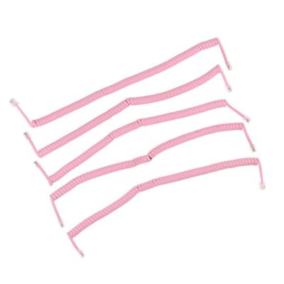BaotyJie 5Pcs Spiral Cord for RJ9 Telephone Handsets, Pink