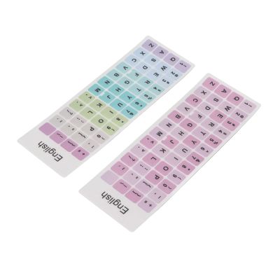 Colorful English Language Keyboard Stickers Coating PVC Material 2pcs Keycaps Stickers for Laptop Desktop Computer (A)