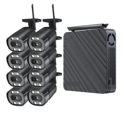 5MP Wireless CCTV System 8CH NVR WiFi Camera Kit IP Cameras Security Audio Video Surveillance Set Two Way Audio Monitor(8PCS 3MP Camera)