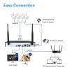 QDVOPHZA 8MP WiFi Surveillance Cameras System Smart 8CH WiFi NVR 4K 360 Wireless Outdoor Security IP Camera Monitoring Kit Night Vision(None,8 Camera 8CH NVR_A/U) view 4