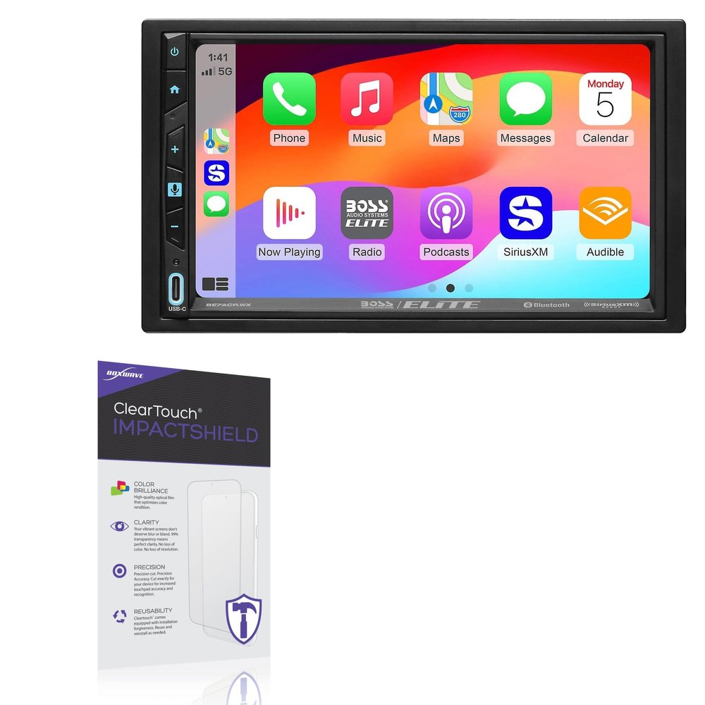 BoxWave Screen Protector Compatible with BOSS Audio Elite BE7ACP.WX - ClearTouch ImpactShield (2-Pack), Impenetrable Screen Protector Flexible Film