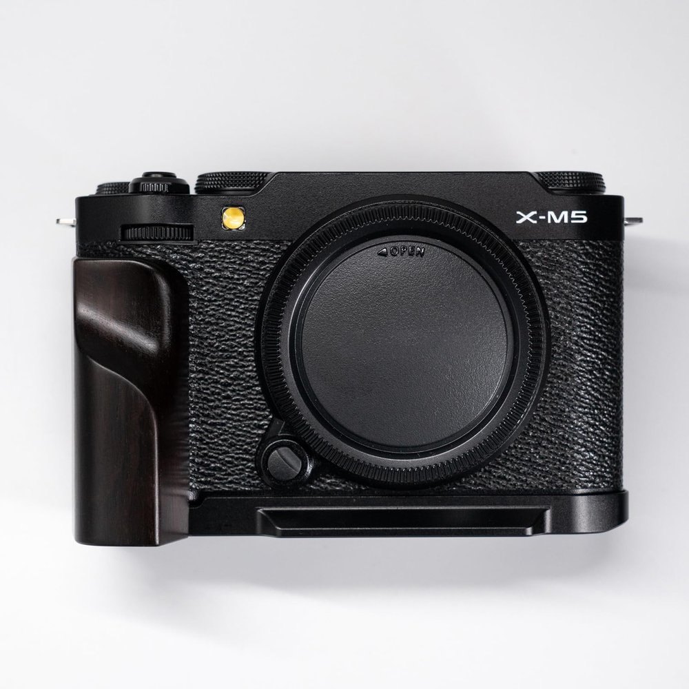 Iborrys L-Shaped Camera Handle Compatible with Fujifilm X-M5 XM5 Camera Precious Vintage Solid Wood | Handcrafted by Experienced Artisans (African Blackwood Black)