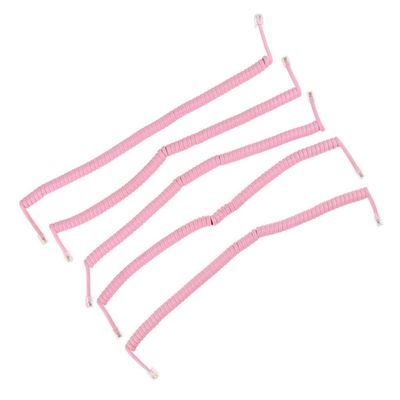 FVDPWYE 5 Pack of Coiled Telephone Handset Cords for RJ9, Pink