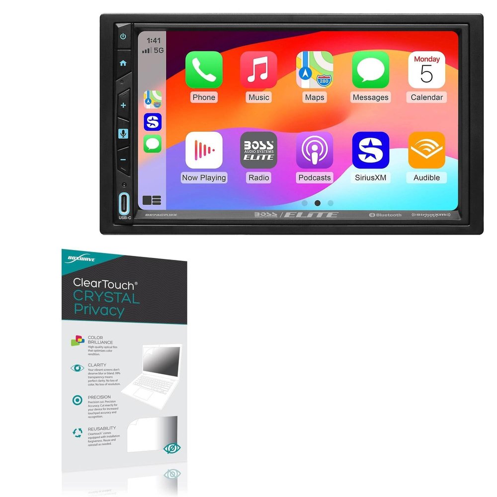 BoxWave Screen Protector Compatible with BOSS Audio Elite BE7ACP.WX - ClearTouch Crystal Privacy (2-Pack), Privacy Screen Protector Flexible Film Clear