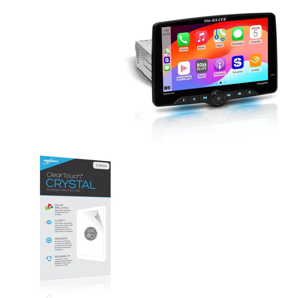 BoxWave Screen Protector Compatible with BOSS Audio Elite BE9ACP.WX - ClearTouch Crystal (2-Pack), HD Film Skin - Shields from Scratches