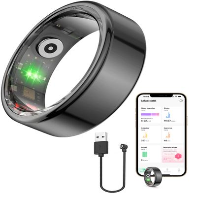 FREEZE2TRIM Vital Health Smart Ring for Women Rings for Men with Fitness, Sleep Monitor, Heart Rate, Activity Tracking, App (Size 9), Black