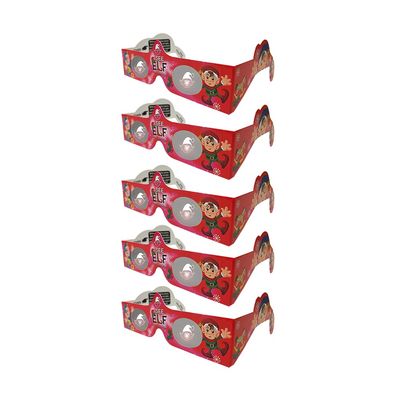5 Pair - 3D Christmas Glasses - A Fun Christmas Experience! Turn Holiday Lights Into Magical Images. At Every Point Of Light See ELVES! Our USA MADE Christmas Glasses Are Perfect For Festivities!