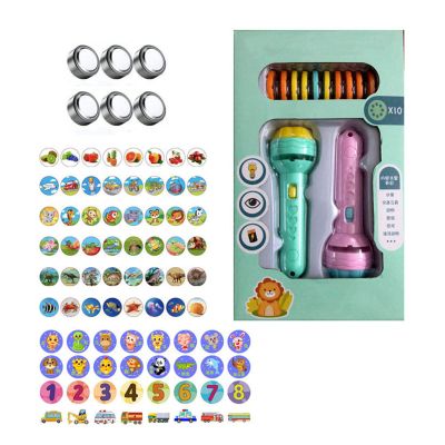 YIFULIN Early Educational Light-up Sleep Light Preschool Fairy Tale Projection Lamp Projector Torch for Kids Pink+ Green
