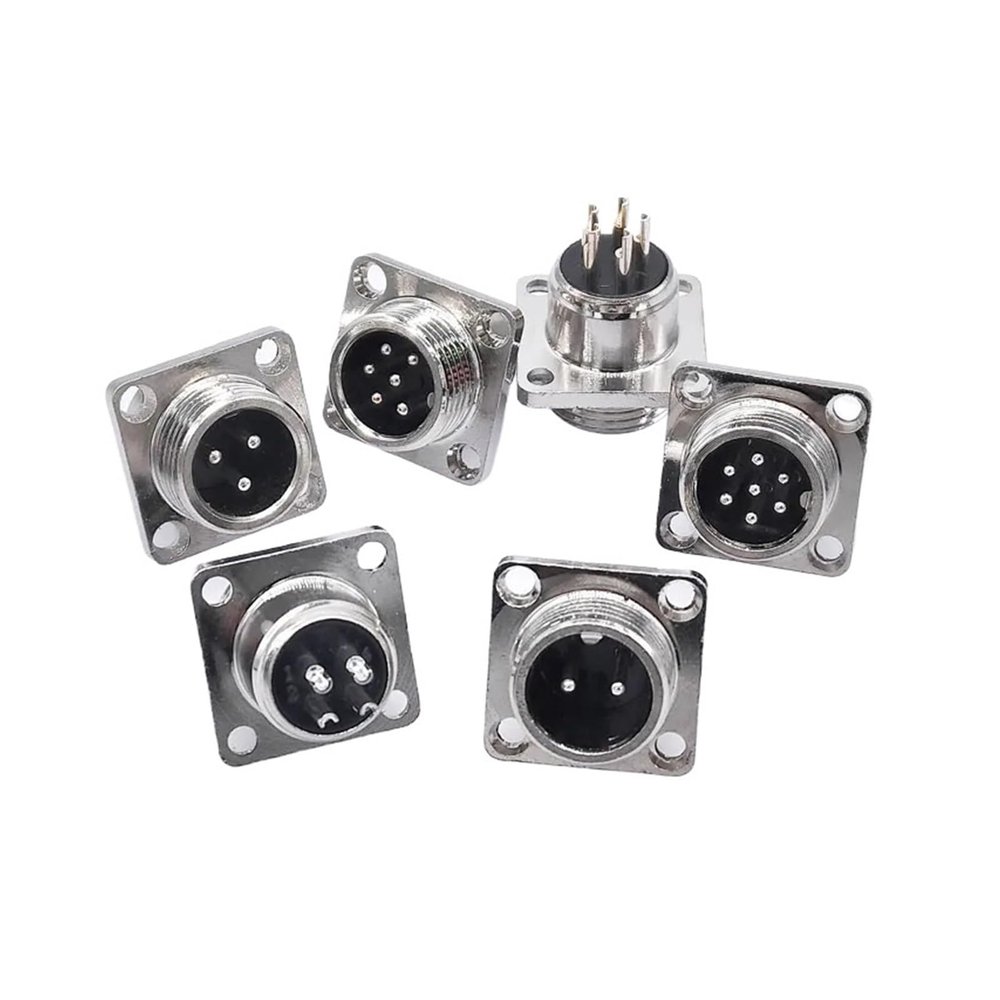 BHUPWZE GX12 Connector Square Base Flange Socket 2 Pin 3pin 4pin 5pin 6pin 7pin Diam 12mm(7 Pin)