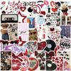100pcs Aesthetic Stickers | Downtown Girls Y2K Retro Sticker | Cool 2000s Cyber Trendy Stickers for Water Bottle Laptop Guitar Skateboard | Vinyl Stickers for Girls Teens Adults (Black, Pink) view 3