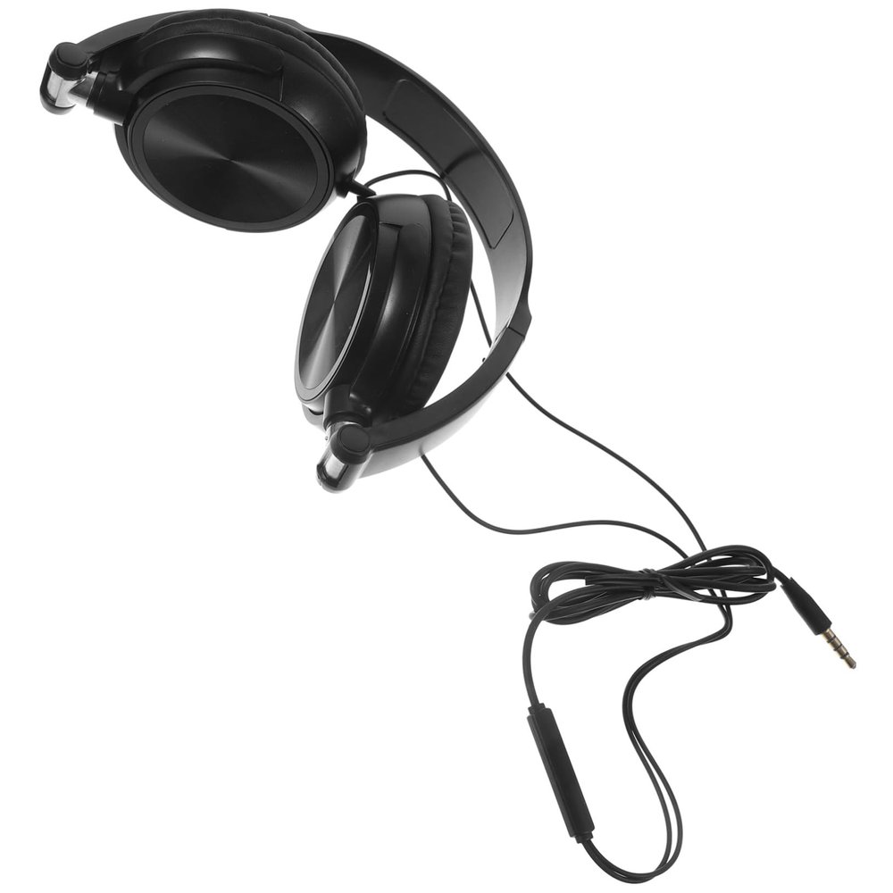 HOMSFOU Lightweight Foldable Headsets with Volume Control and Microphone for Smartphones Laptops and Tablets Over-Ear Design for Comfortable Listening Black