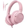 Botesty Sound Wired Headphones with Microphone, Over Ear 3.5mm Plug in Headphones with 4.9ft Tangle-Free Nylon Cord for Tablet, Laptop, MP3/4, School, Airplane Travel (Pink) view 1