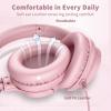 Botesty Sound Wired Headphones with Microphone, Over Ear 3.5mm Plug in Headphones with 4.9ft Tangle-Free Nylon Cord for Tablet, Laptop, MP3/4, School, Airplane Travel (Pink) view 3