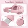 Botesty Sound Wired Headphones with Microphone, Over Ear 3.5mm Plug in Headphones with 4.9ft Tangle-Free Nylon Cord for Tablet, Laptop, MP3/4, School, Airplane Travel (Pink) view 4