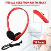 Konohan 30 Pack Headphones Bulk Headphone for School Classroom Student Wired Headphones Adjustable with 3.5 mm Jack for Adults (Red) view 2