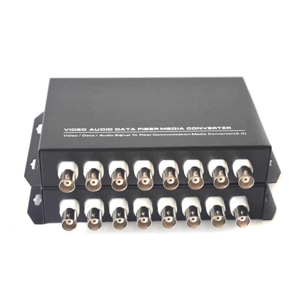 8 Channels Video Over Fiber Optic Media Converters for Camera Surveillance Transmitter and Receiver Single Mode and Multimode(Without RS-485 Data)
