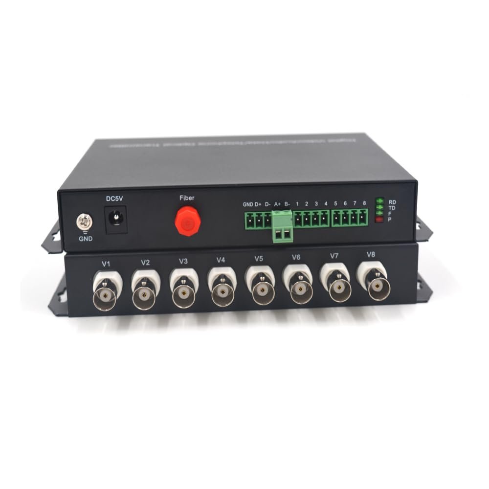8 Port Video Fiber Optical Media Converters, Multi Mode M/M Fiber Optic 2Km 1 Set, FC Connector, for Analog Cameras(Mutlimode 0-2Km)